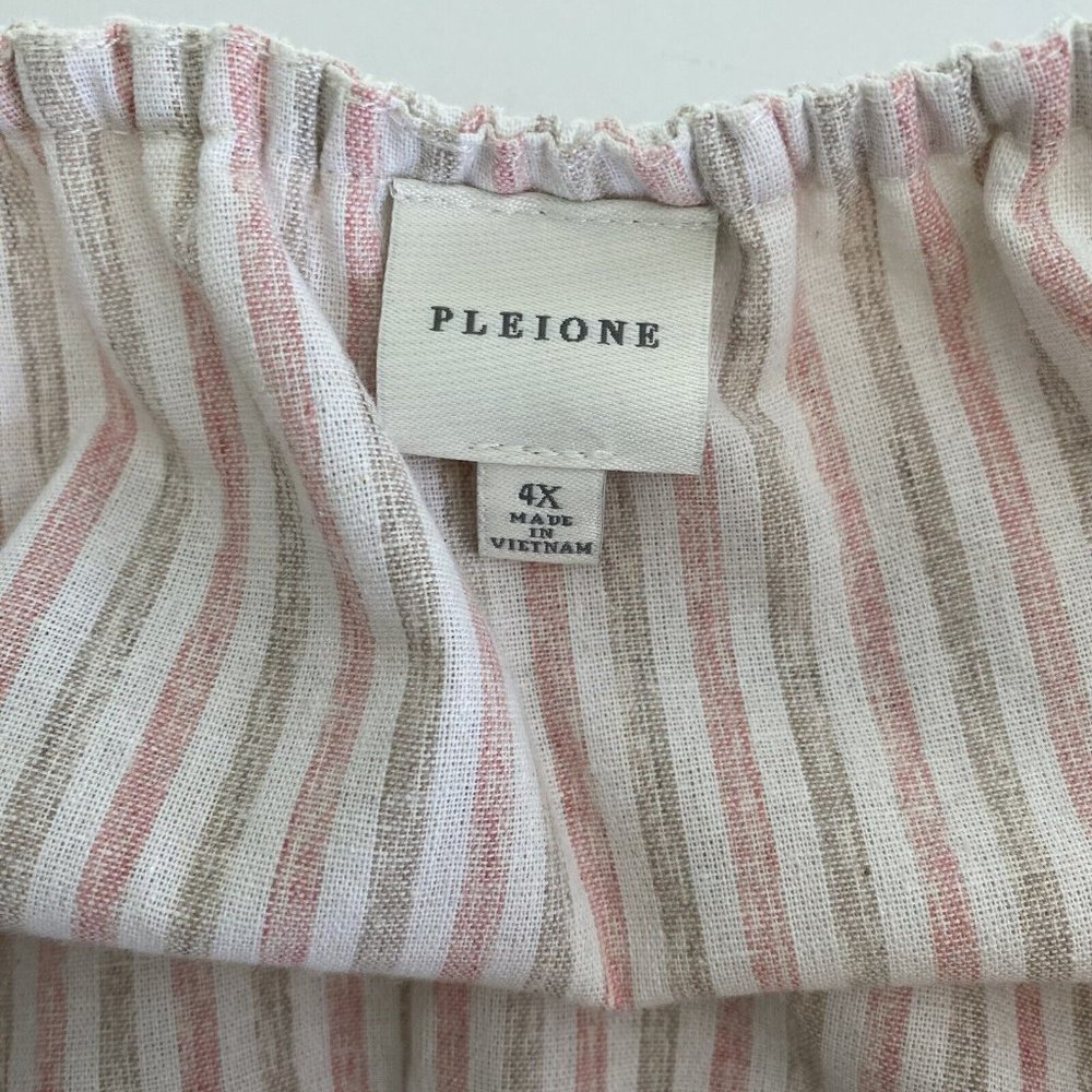 Pleione Plus Size 100% Cotton Ruffle Empire Tie Waist Sun Dress | Size 4X - Picture 11 of 13